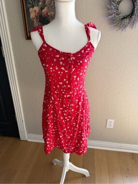 Mossimo Supply Co. Red Floral Tie-Shoulder Sundress